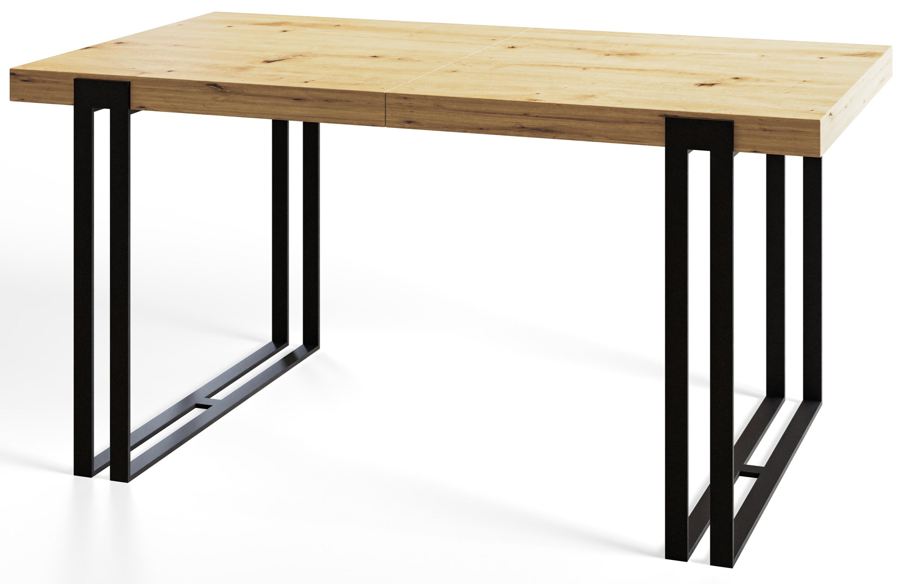 RECHTECKIGER Esszimmertisch ROSA, Größe: 160X90X77 cm, Wohnzimmertisch Farbe: ARTISAN, mit Metallbeinen in Farbe Schwarz - Hellbraun/Schwarz, Holzwerkstoff (160/90/77cm) - Alpi-Möbel