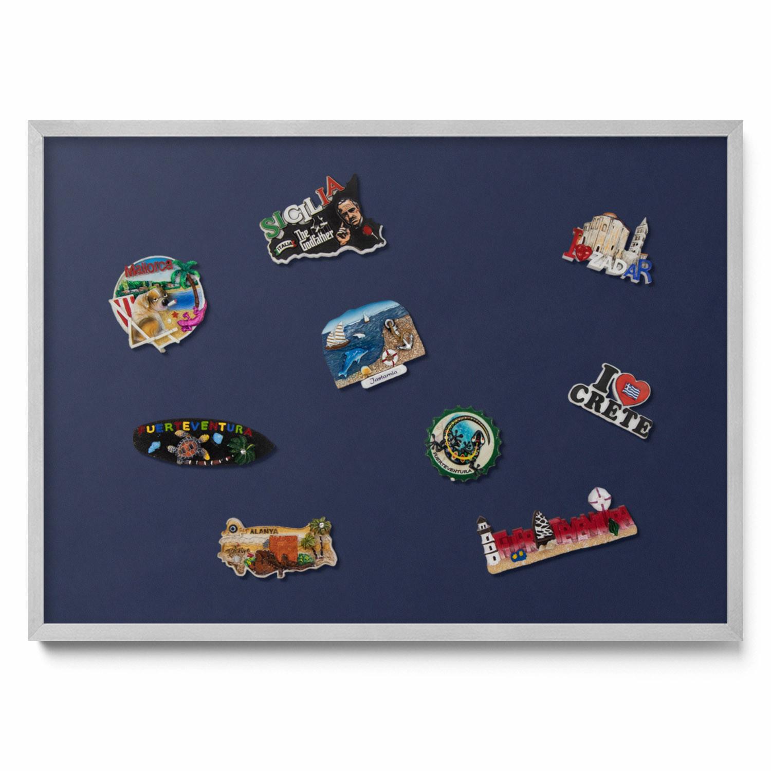 MAGNETTAFEL 70x50 cm Silberner Rahmen Dunkelblau - Bordeaux, Metall (70/50/0.4cm) - TULUP