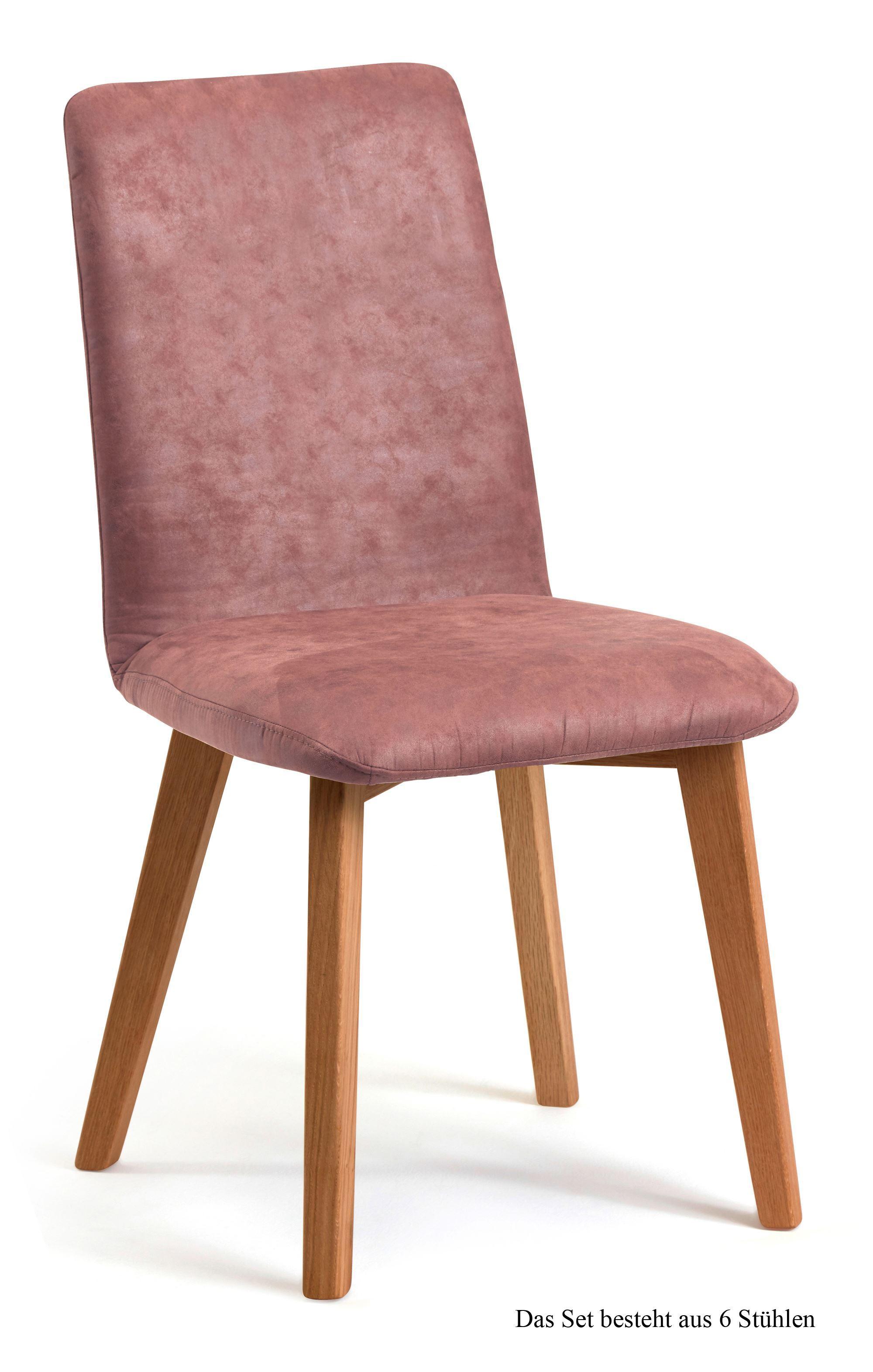 ESSZIMMERSTUHL (6er-Set) Darci 47x92x60 Eiche geölt/Rosewood - Eichefarben/Dunkelrosa, Kunststoff (60/92/47cm) - 58aufmkessel