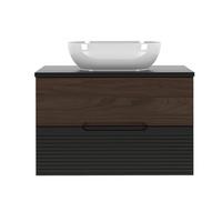 WASCHTISCH 80.6cm Sylla Schwarz und Holz - Schwarz, Holzwerkstoff (80.6/52.2/45.8cm) - Petits-meubles