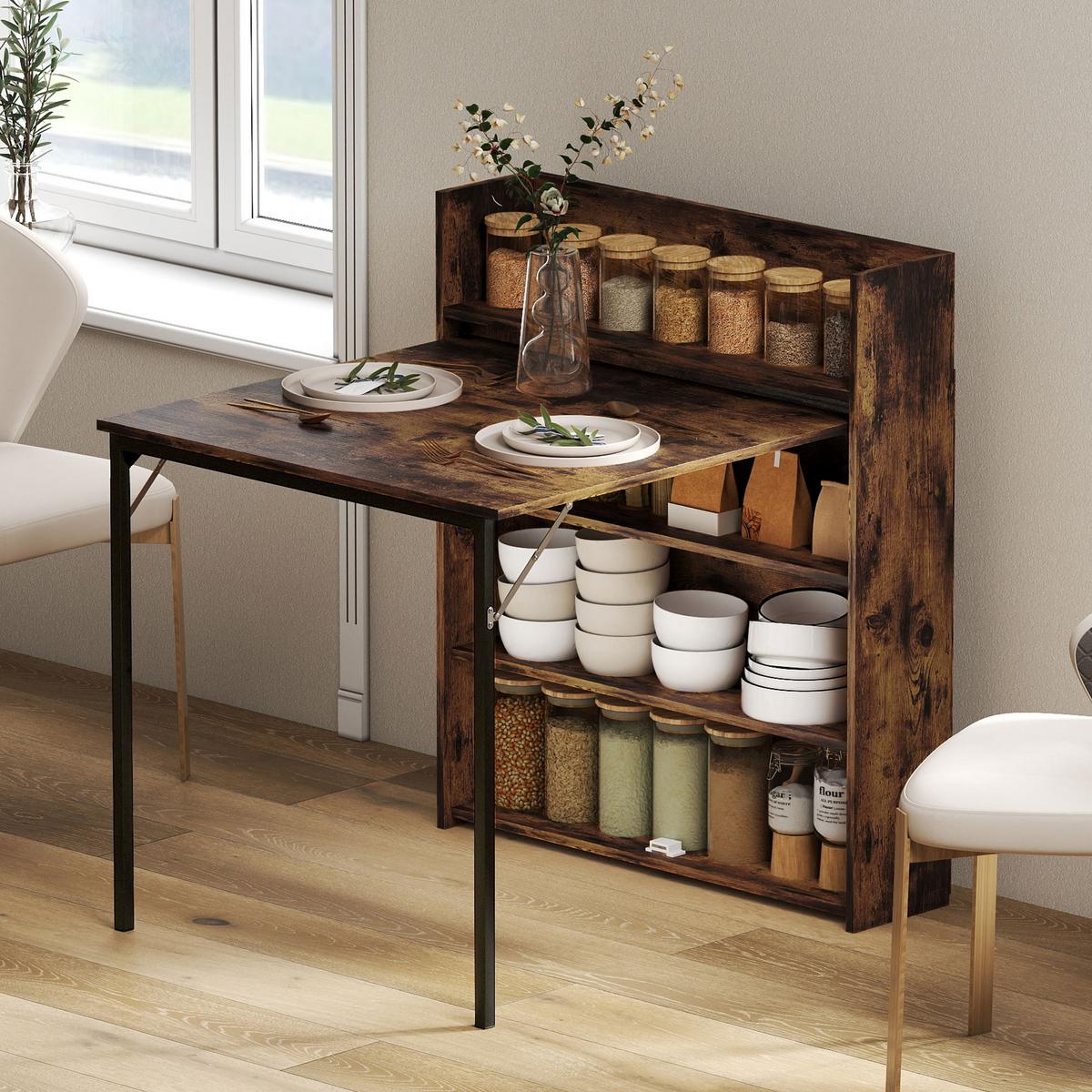 ESSTISCH MDF Stahl Rustikal-Braun - Schwarz/Braun, Holzwerkstoff (90/80/93cm) - HOMCOM