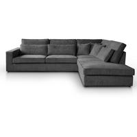 ECKSOFA Parma ohne Schlaffunktion dunkelgrau rechts - Dunkelgrau/Schwarz, Textil (314/224cm) - Beautysofa