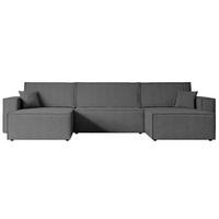 WOHNLANDSCHAFT mit Schlaffunktion und Bettkasten CELTIC-XLU - 377x143x83 cm Grau Bouclé - Schwarz/Grau, Holzwerkstoff/Kunststoff (377/83/143cm) - ALTDECOR