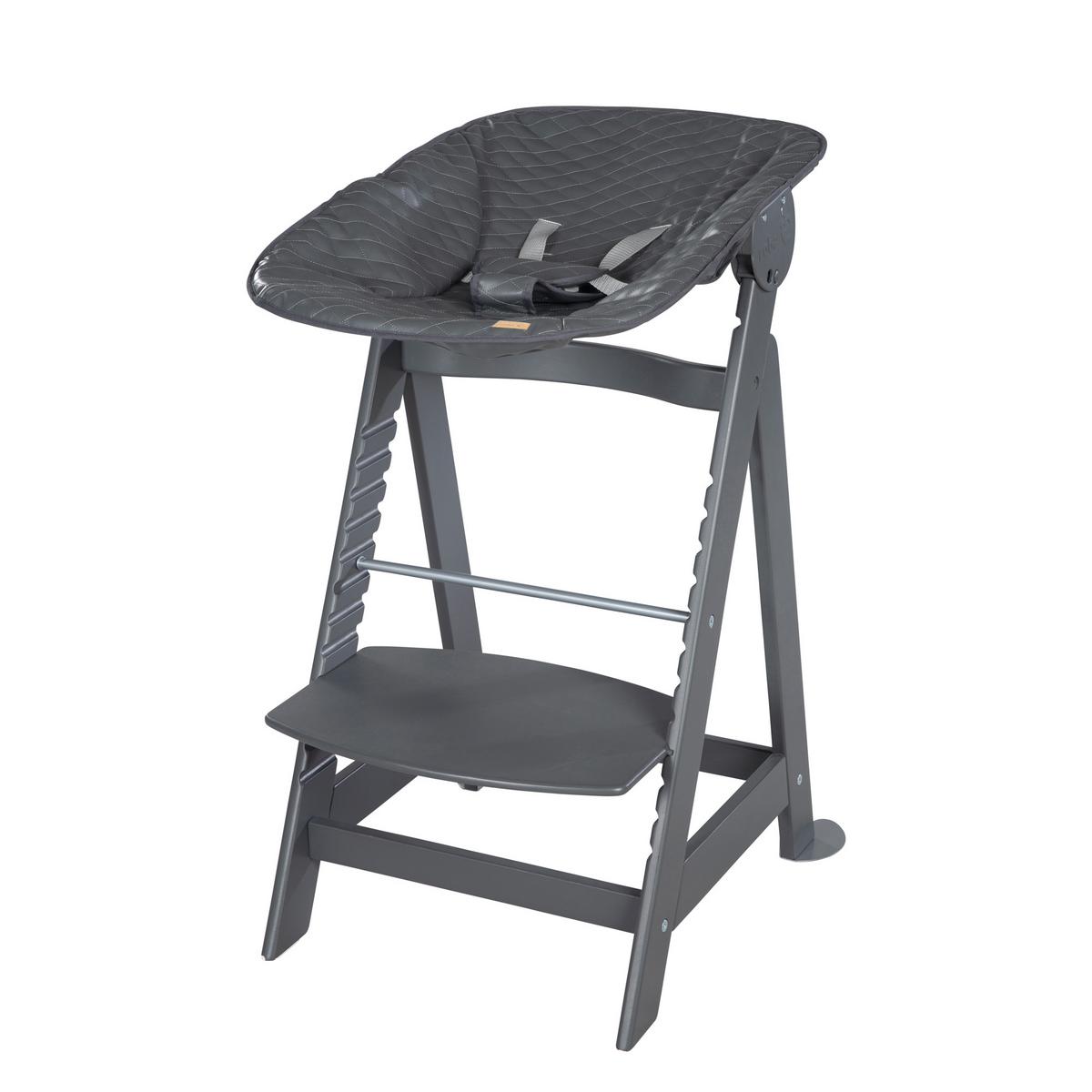 BABYHOCHSTUHL Born Up Luxe mit Neugeborenenaufsatz Anthrazit - Anthrazit, Holzwerkstoff/Textil (46/94/66.5cm) - Roba