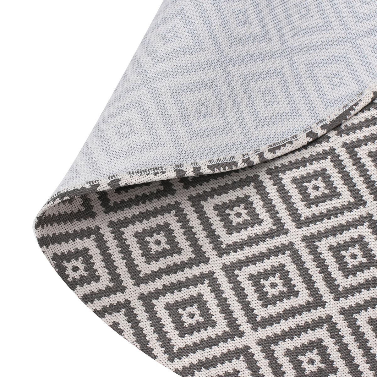 OUTDOORTEPPICH Grau 120 cm Thrissur - Dunkelgrau/Weiß, Kunststoff (120/120cm) - Beliani