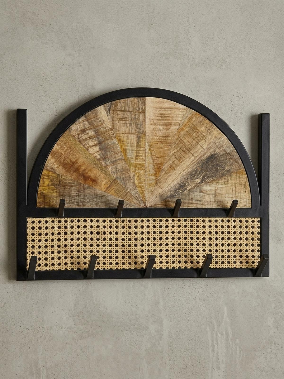 WANDGARDEROBE Mango Massivholz Rattan Metall Modern - Braun, Holz/Metall (53/40/8cm) - KADIMA DESIGN