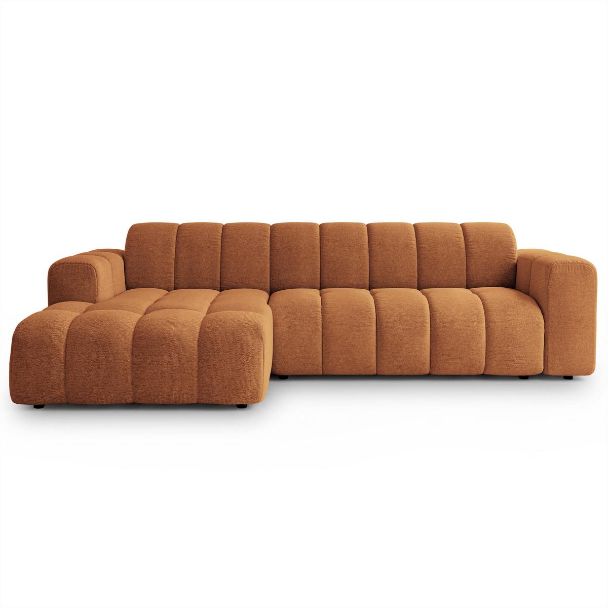 ECKSOFA SETIA Orange Strukturstoff mit Schlaffunktion - Orange, Holz (304/165cm) - MASSENO