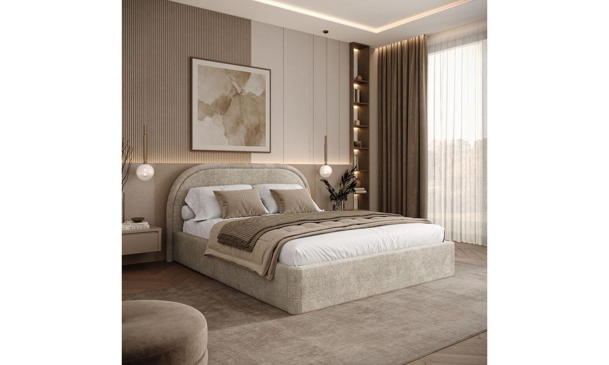 POLSTERBETT OLIVIA 140x200 cm Crem 02 34 Holzlatten - Beige, Textil (140/200cm) - Lookway