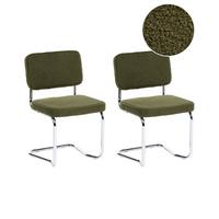 ESSZIMMERSTUHL 2er-Set Bouclé Grün Irwin - Grün, Textil (50/85/53cm) - Beliani