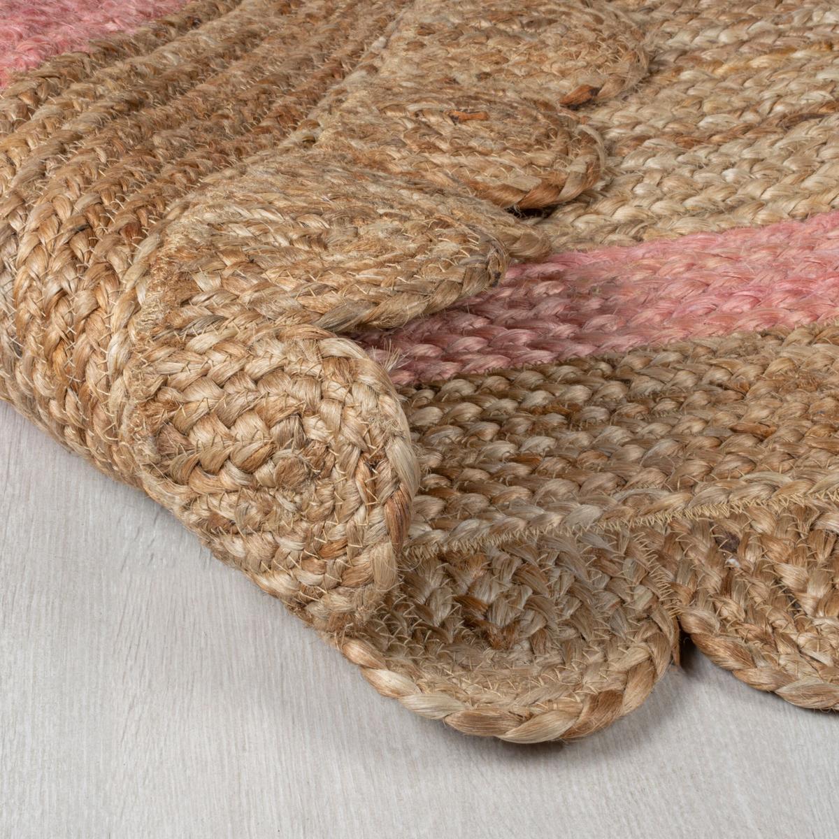 JUTETEPPICH handgewebt PLYM, geometrisch, Braun-Rosa, 160 x 230 cm - Braun, Naturmaterialien (230/160cm) - KADIMA DESIGN