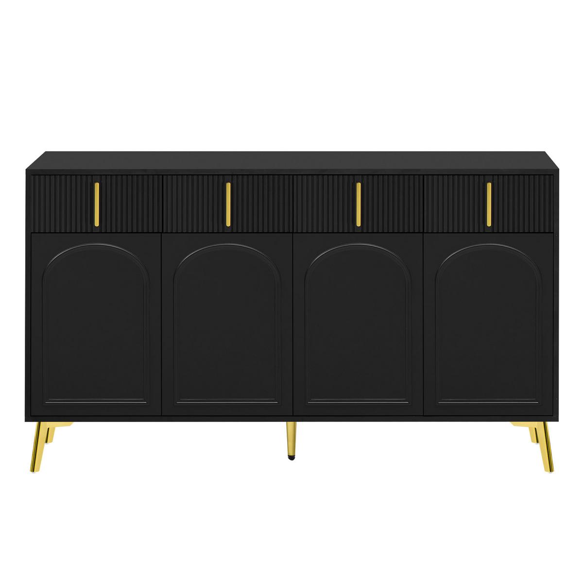 SIDEBOARD Schwarz 140/37,8/82 cm - Schwarz, Holzwerkstoff/Metall (37/82/140cm) - Urban Meuble