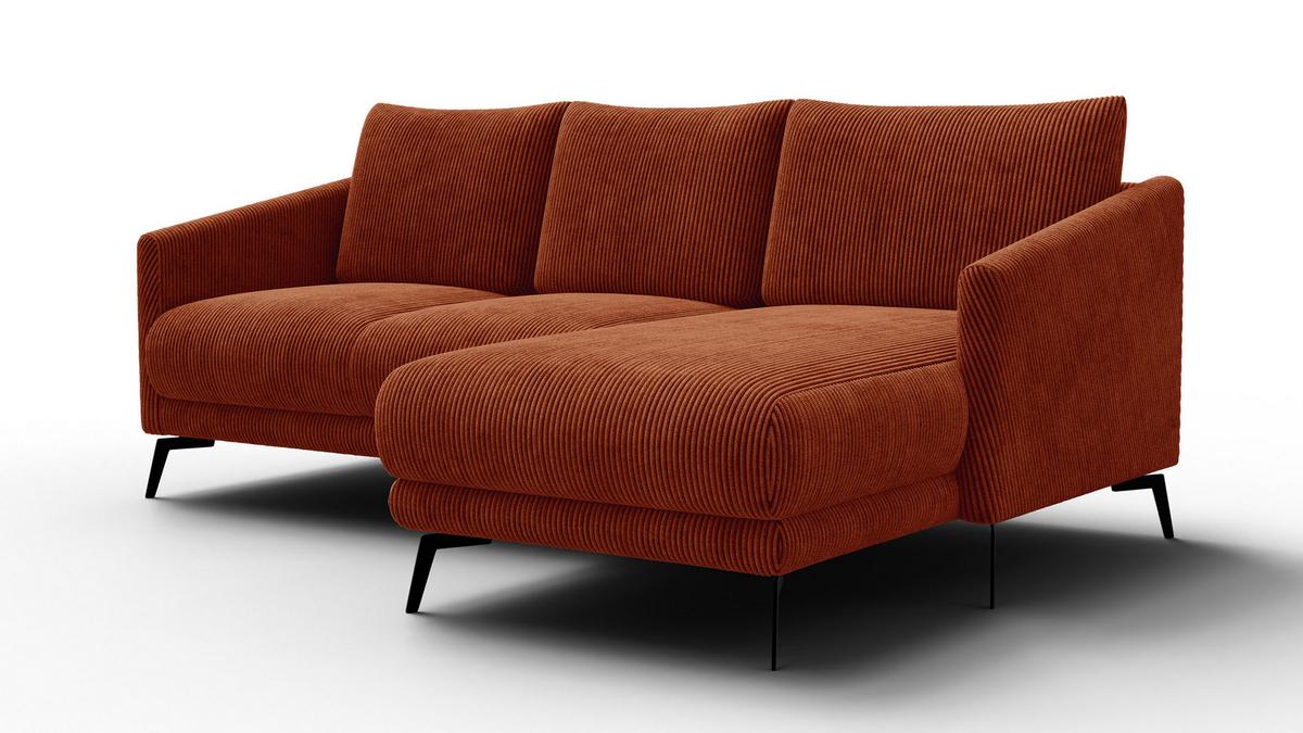 ECKSOFA VILT 3-Sitzer, orange - Schwarz/Orange, Holzwerkstoff/Textil (221/156cm) - Wozimo