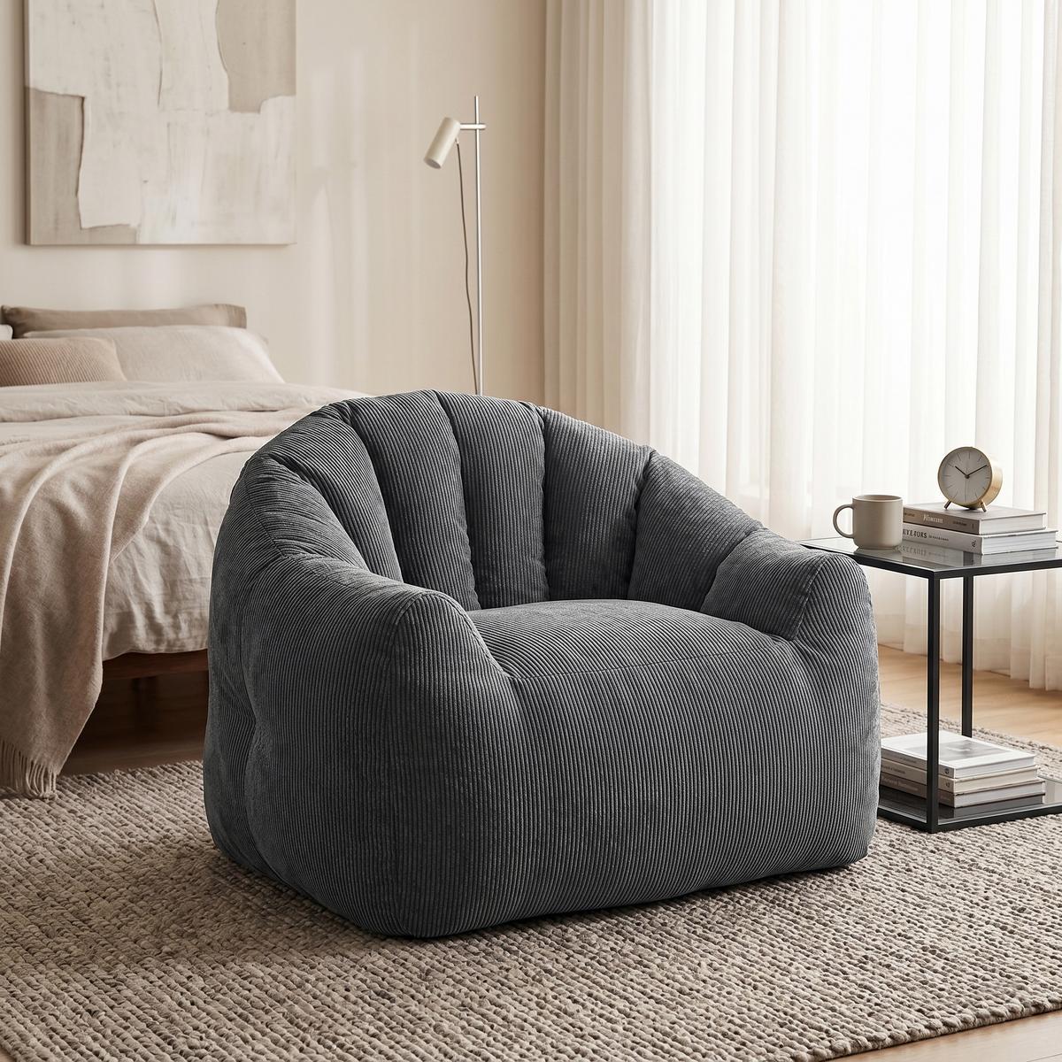SESSEL aus Flanell mit ergonomischer Bärentatzen-Form - Grau, Textil (86.3/64.7/99cm) - Urban Meuble
