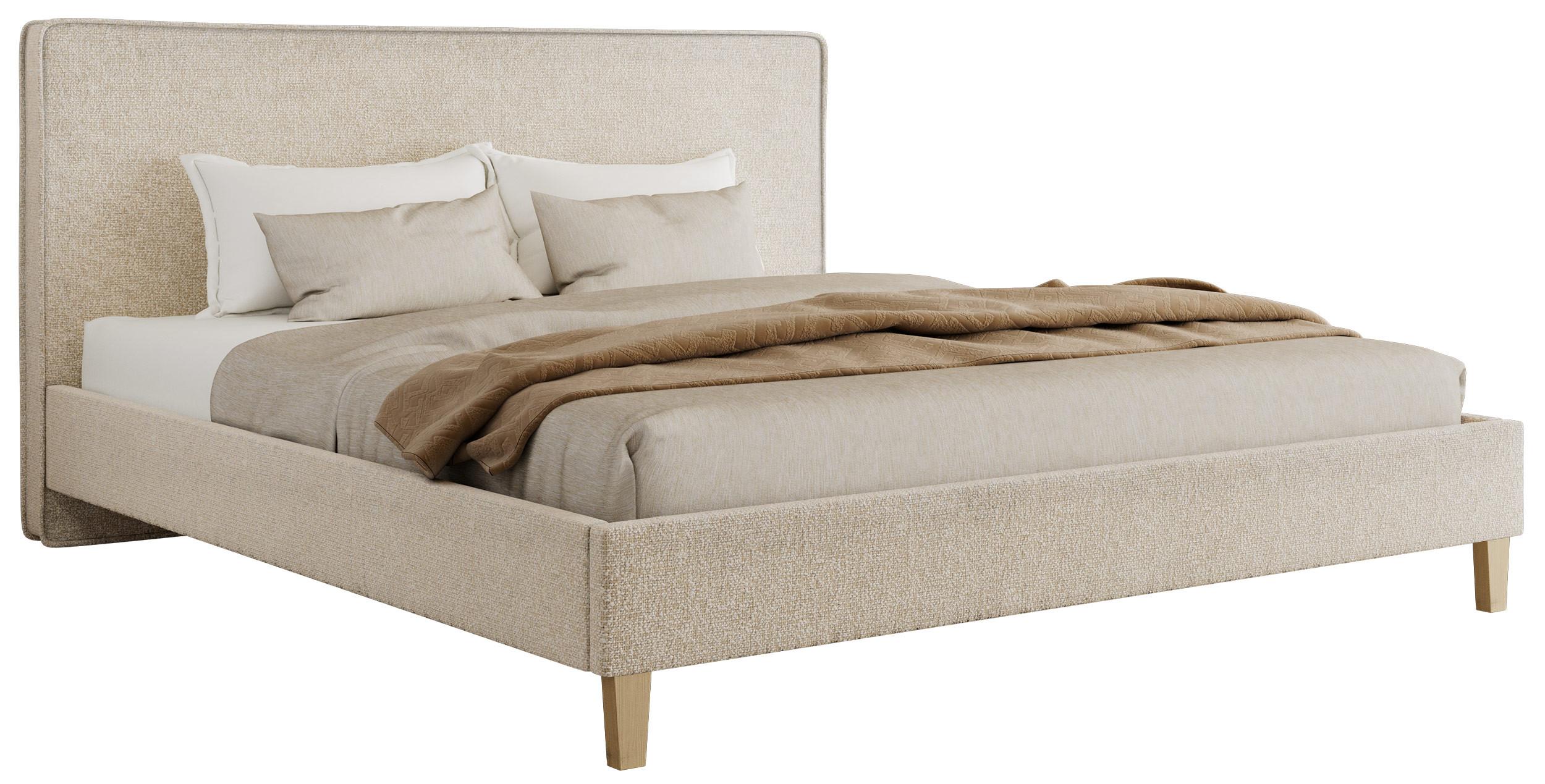 POLSTERBETT LUMARO CLASSIC 140/200 - Creme Stukture - Matratze Multipocket - Creme/Kernbuche, Holz/Textil (140/200cm) - MKS