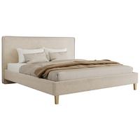 POLSTERBETT LUMARO CLASSIC 140/200 - Creme Stukture - Matratze Multipocket - Creme/Kernbuche, Holz/Textil (140/200cm) - MKS