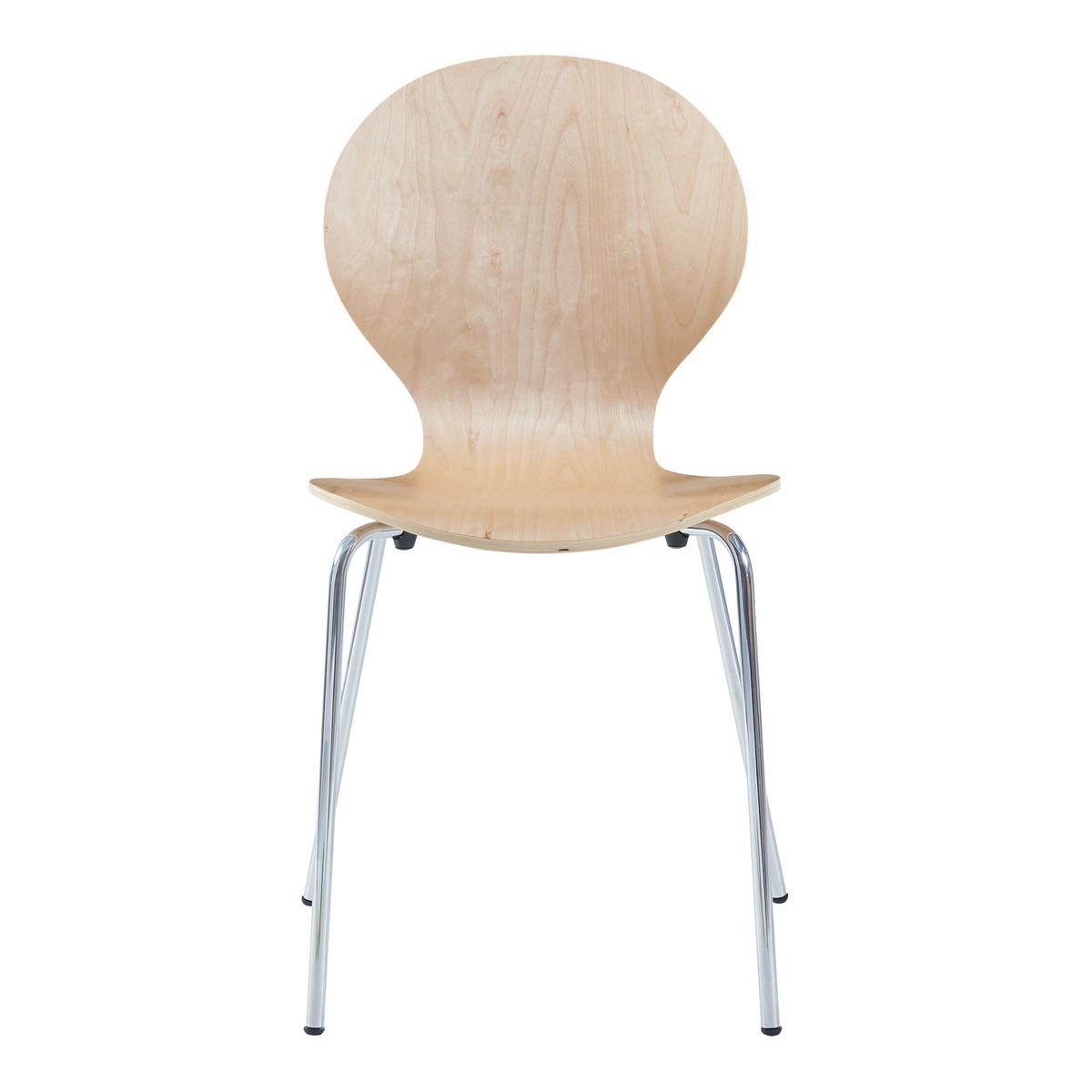 ESSZIMMERSTUHL-SET 4 TLG. Etne - Chromfarben/Birkefarben, Holz/Metall (48/85/50cm) - [en.casa]