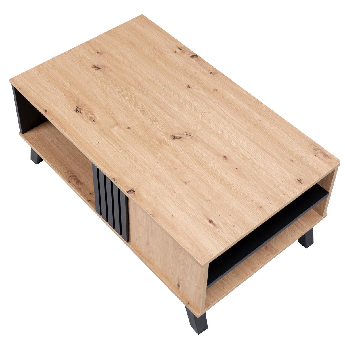 COUCHTISCH Holz- und Schwarzeffekt 100/60/43 cm - Weiß, Holzwerkstoff (100/60/43cm) - Urban Meuble