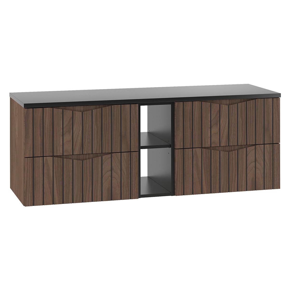 WASCHTISCHUNTERSCHRANK 140.6cm Siena Holz und Schwarz - Schwarz, Holzwerkstoff (140.6/52.2/46.5cm) - Petits-meubles
