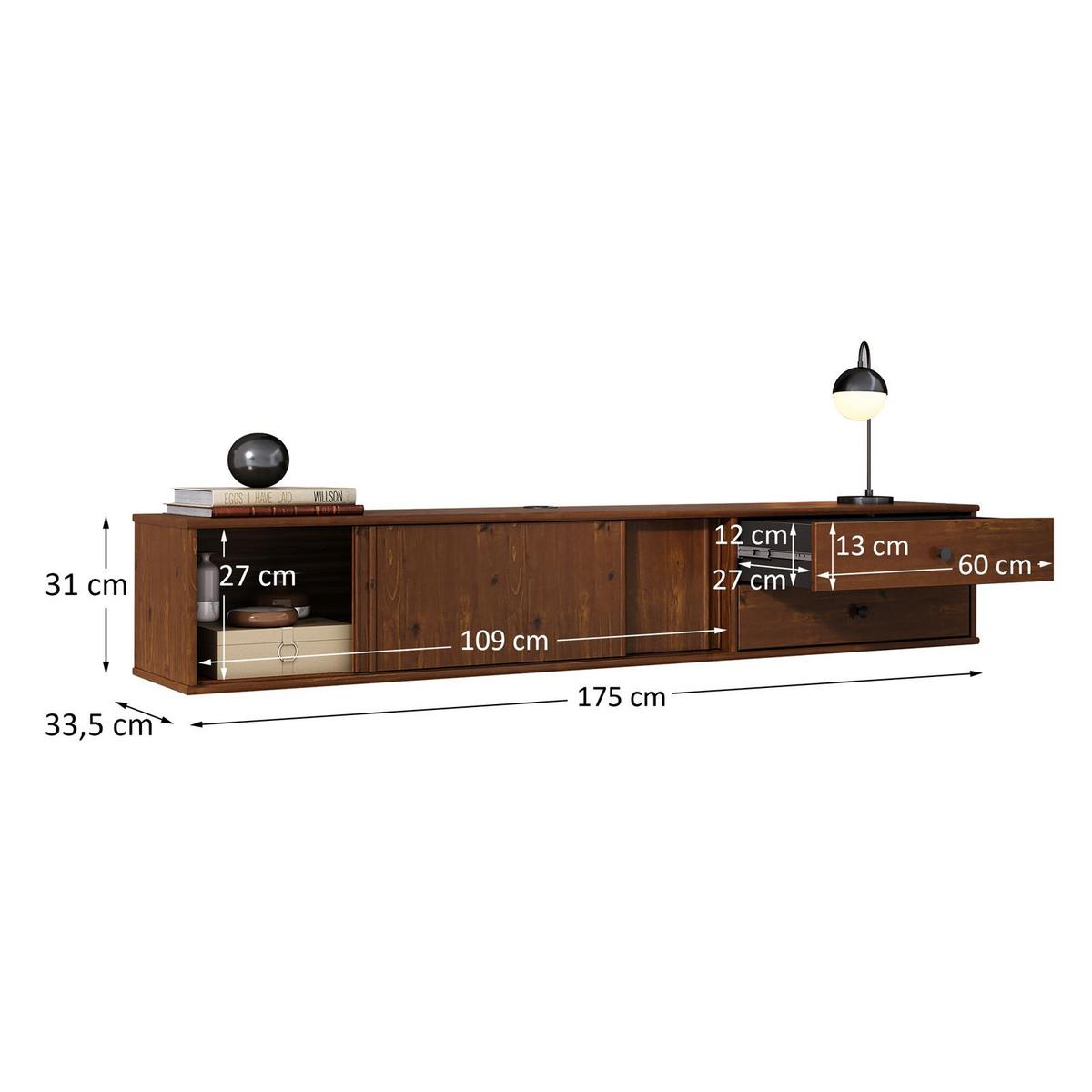 LOWBOARD SIMONA Kastanie - Kastanienfarben, Holz (175/31/34cm) - IDIMEX