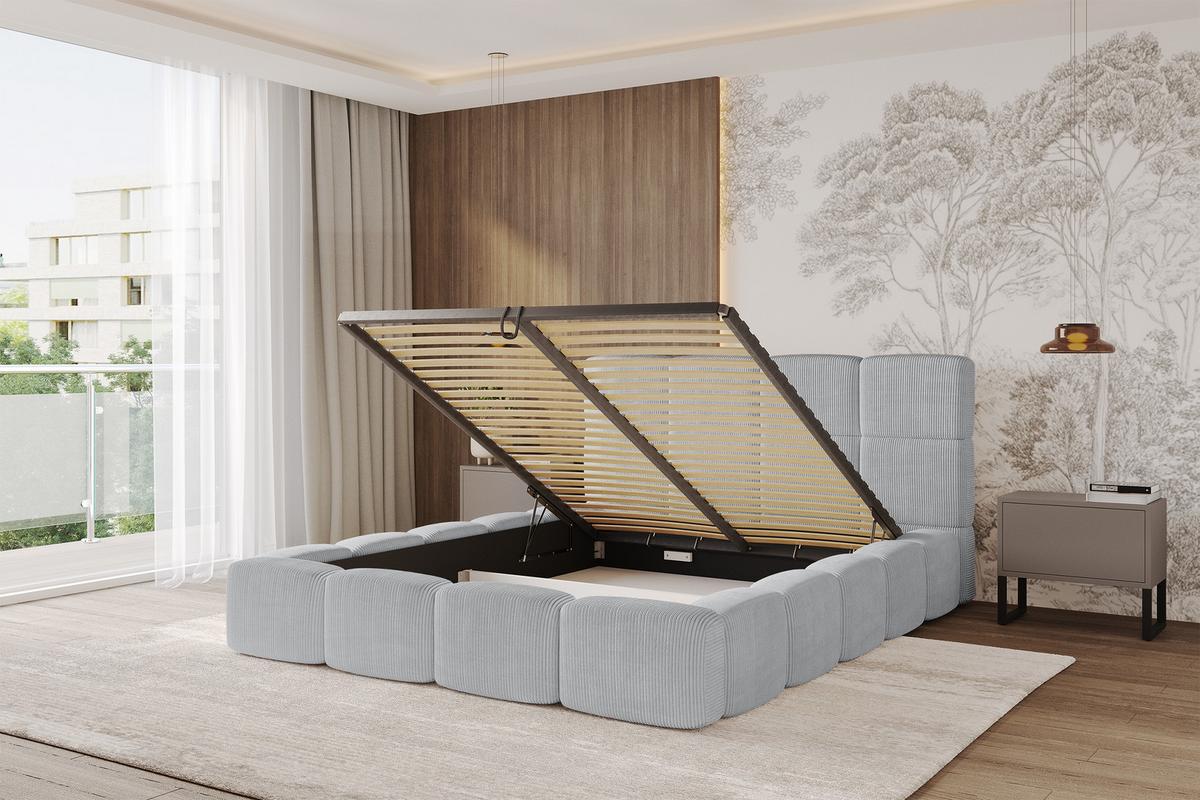 POLSTERBETT mit Bettkasten und Lattenrost, Bett mit Kopfteil, Boxbett ohne Matratze, Doppelbett mit Stauraum - NATA 120x200 Grau - Graphitfarben, Holzwerkstoff/Textil (120/200cm) - ALTDECOR