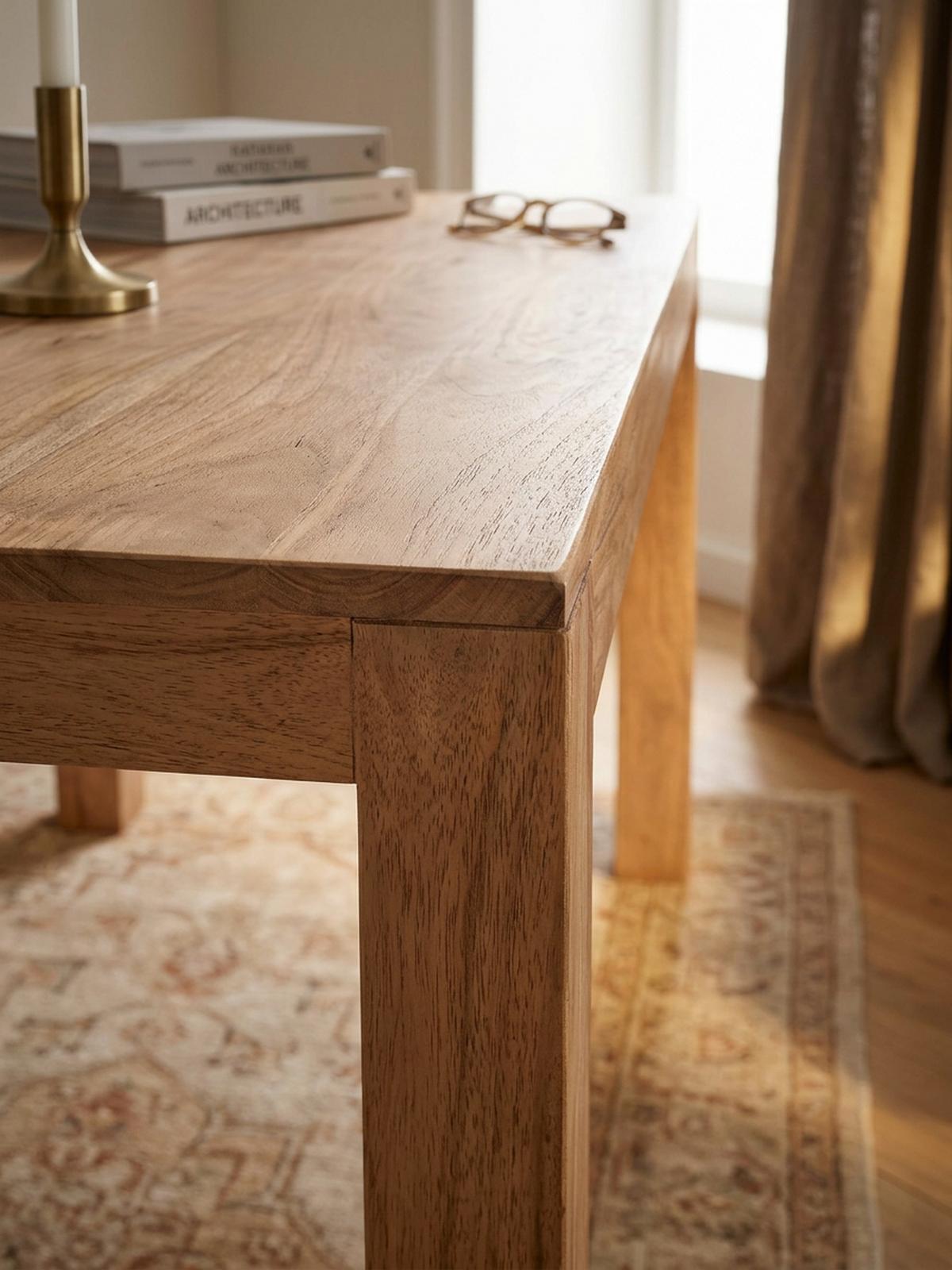 ESSTISCH Massivholz Akazie Rechteckig Handgefertigt NAKO, Beige 120x60x76 cm - Hellbraun/Beige, Akazienholz/Holz (60/120/76cm) - KADIMA DESIGN