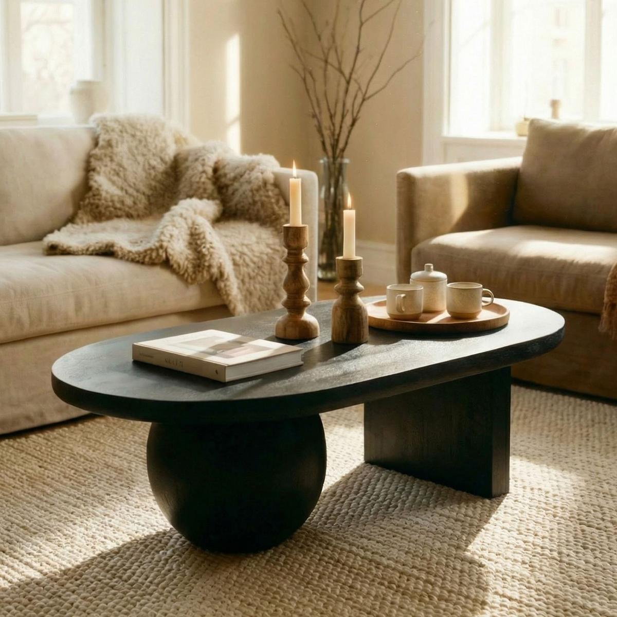 COUCHTISCH PERLA schwarz - Schwarz, Holz (70/110/37cm) - IDIMEX