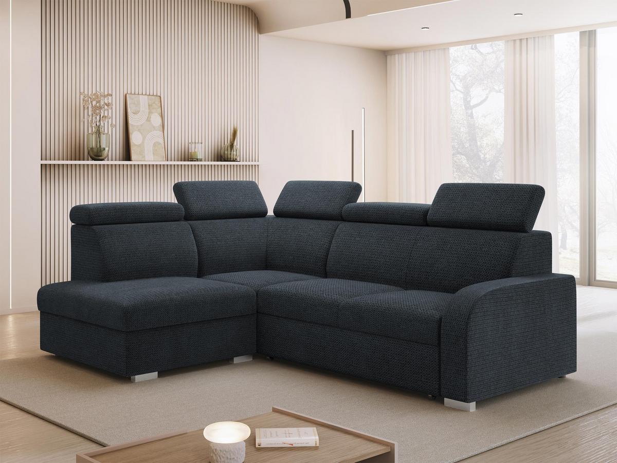 ECKSOFA Oslo 2rRLXp, Seite: Links LXP+R+2R - Silberfarben/Dunkelblau, Holz/Textil (250/200cm) - MIRJAN24