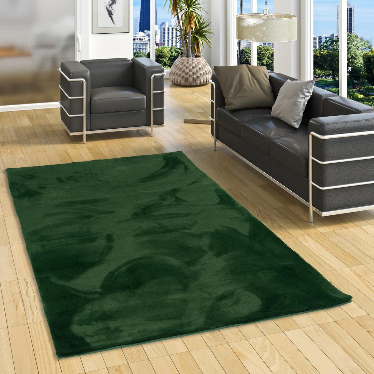 FELLTEPPICH LUXUS SUPER SOFT PLUSH - Waldgrün, Textil (90/160cm) - Pergamon