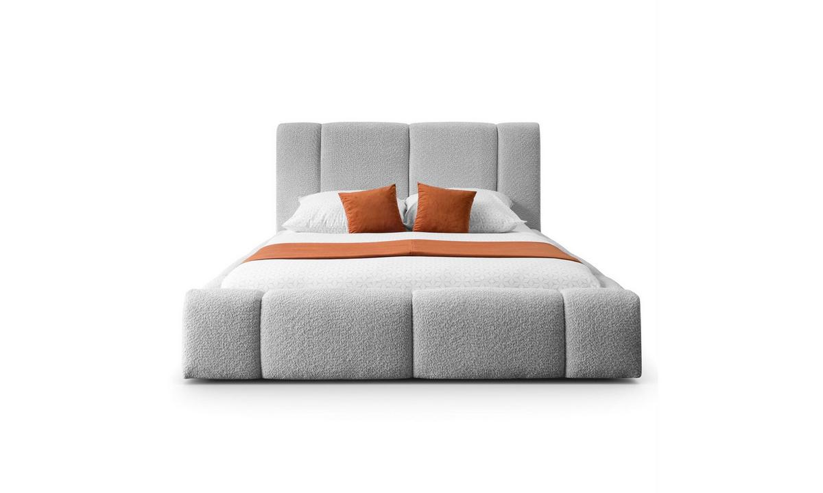 POLSTERBETT ELENA 140x200 cm Hellgrau (Anthology 15), 34 Holzlatten, Kopfteil 108 cm - Grau, Textil (140/200cm) - Lookway