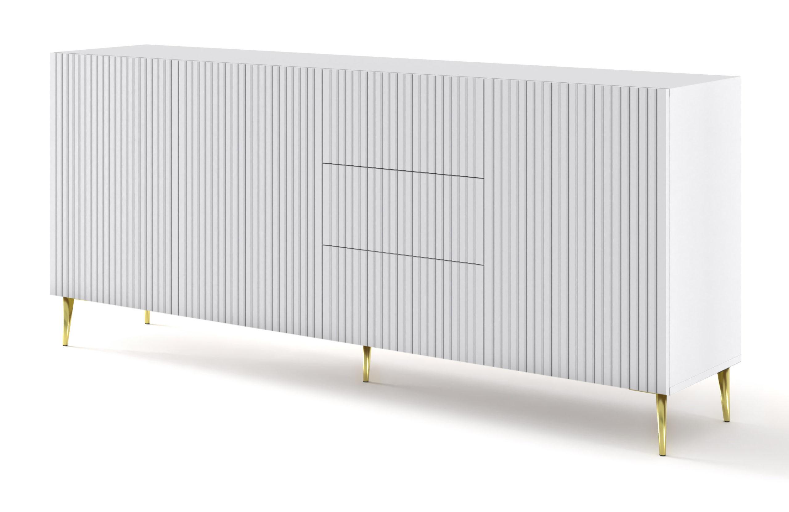 KOMMODE Weiß, Weiß, Gold 200/87/42 - Weiß, Holzwerkstoff (200/87/42cm) - RAUMHIRSCH FURNITURE