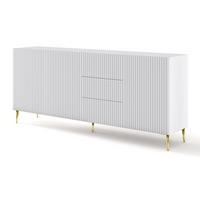 KOMMODE Weiß, Weiß, Gold 200/87/42 - Weiß, Holzwerkstoff (200/87/42cm) - RAUMHIRSCH FURNITURE