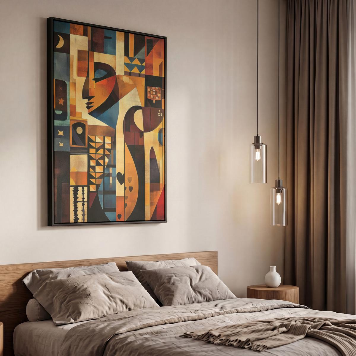 LEINWAND Bilder mit Rahmen - Figuren - Abstrakt - Symbole - 60x90 - Terracotta, Textil (60/90cm) - MuchoWow