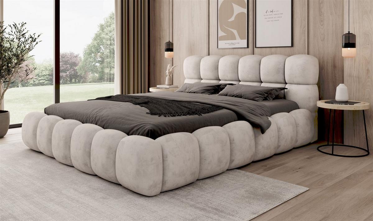 POLSTERBETT Aurelia - Creme, Holzwerkstoff/Textil (140/200cm) - Fun Möbel