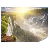 FOTOTAPETE für Wohnzimmer Wasserfall Sonnenaufgang Pflanzen 400x280 - Gelb/Beige, Papier (400/280cm) - Muralo