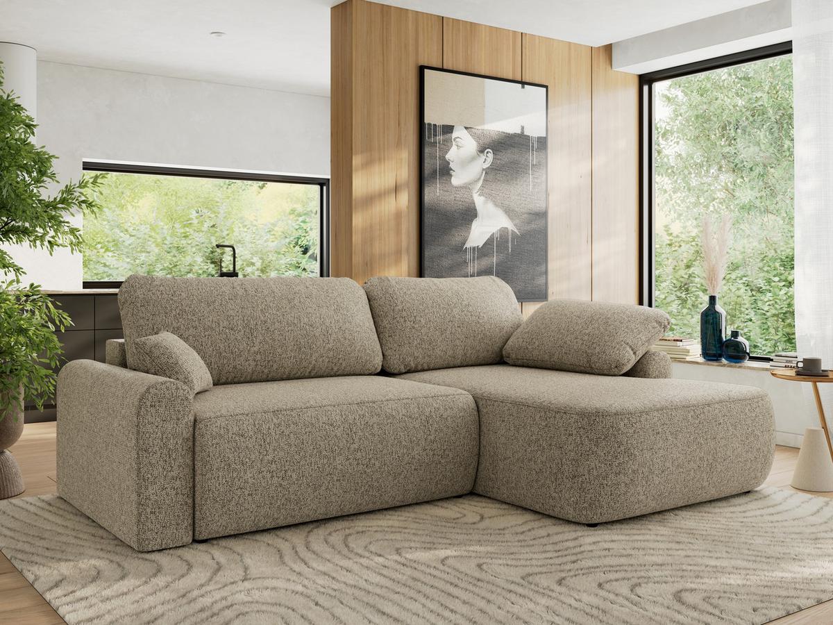 ECKSCHLAFSOFA CUBO L Dunkelbeige Struktur - rechts - Sandfarben/Beige, Kunststoff/Textil (187/273cm) - MKS