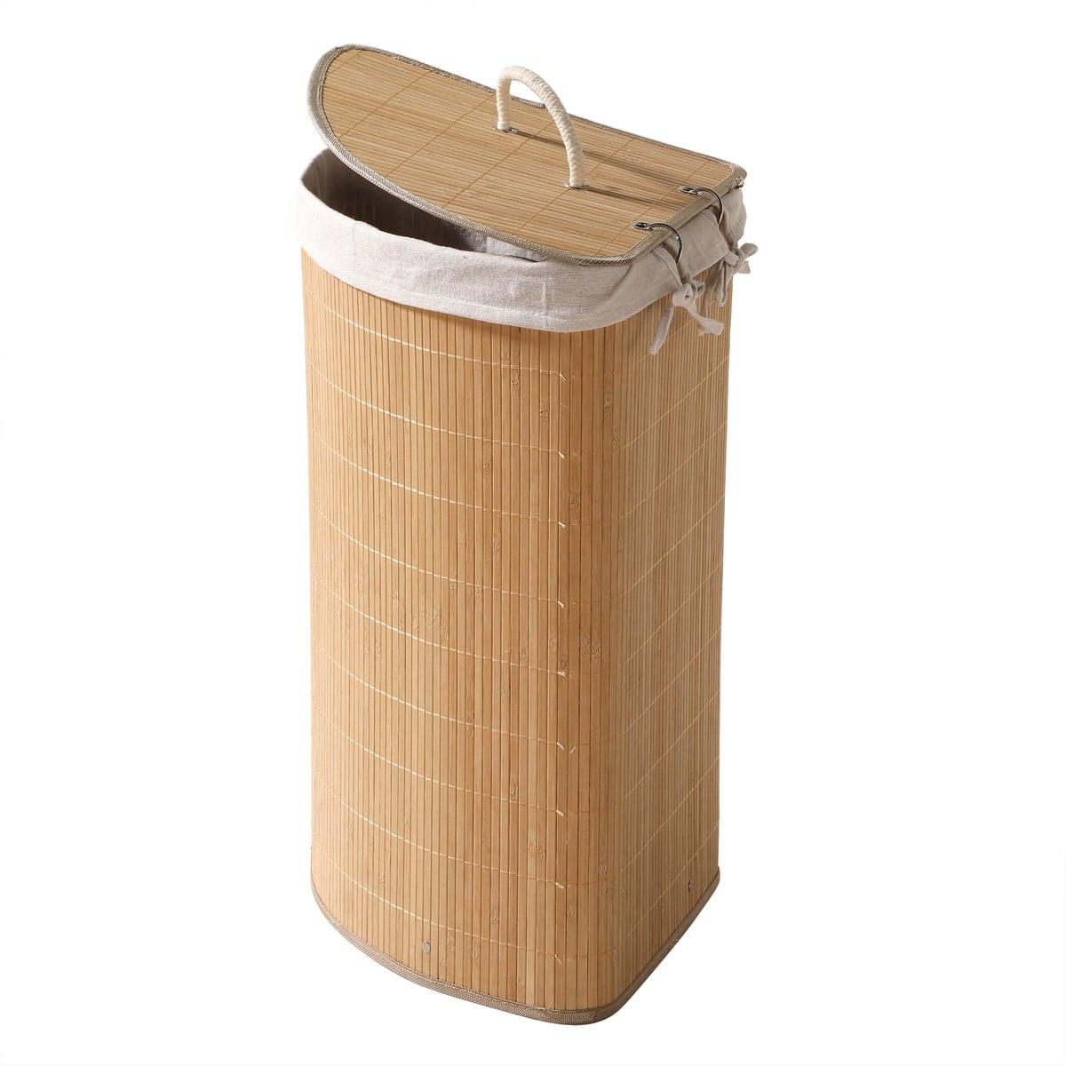 ECK-WÄSCHEKORB aus bambus 35/35/60 cm - Eschefarben, Holzwerkstoff (35/60/38cm) - Calicosy