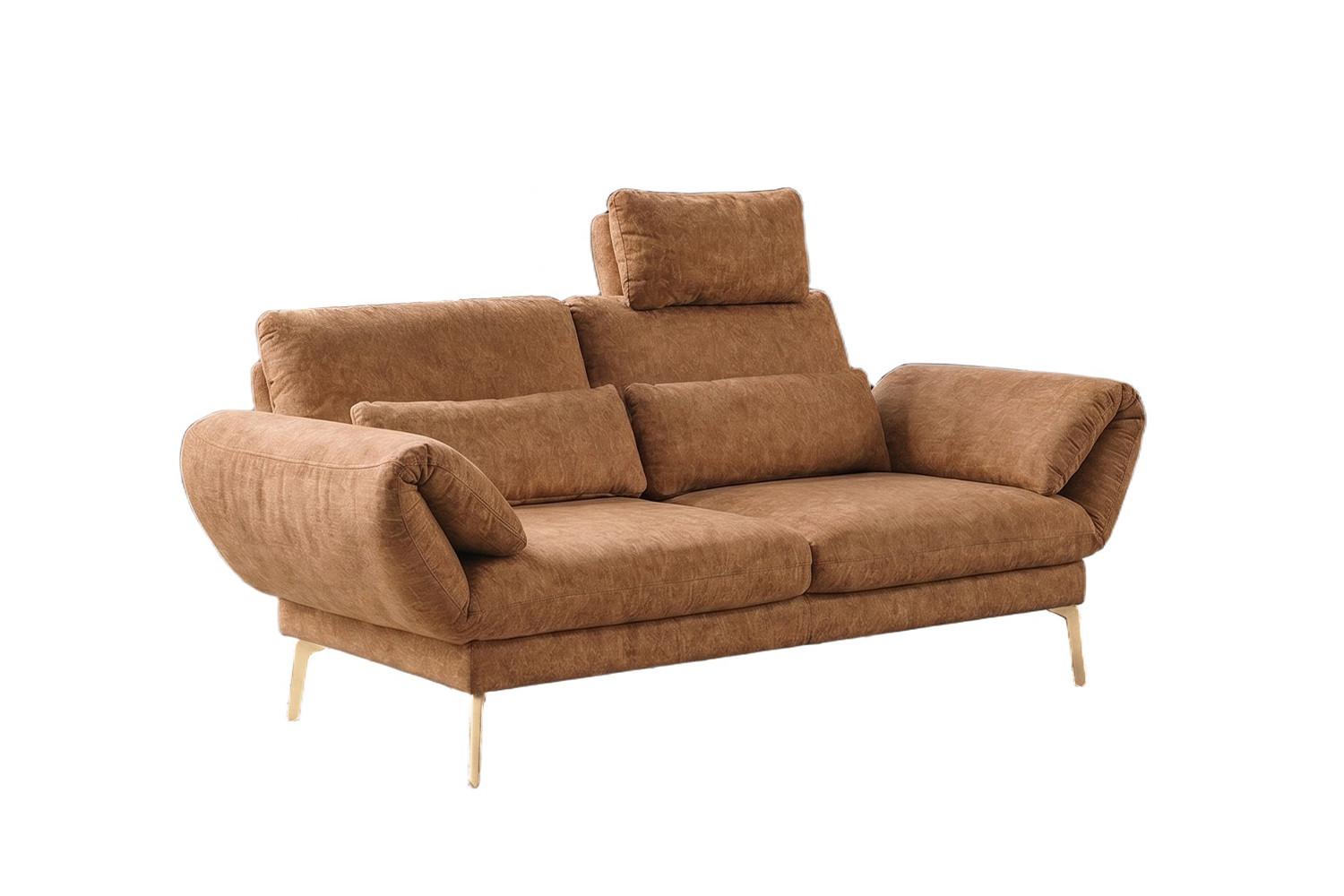 SOFA HOLLY Braun Flachgewebe - Braun, Textil/Metall (176/90/92cm) - KAWOLA