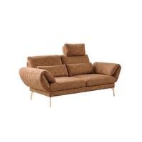 SOFA HOLLY Braun Flachgewebe - Braun, Textil/Metall (176/90/92cm) - KAWOLA