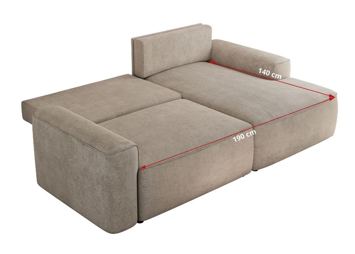 ECKSOFA BELLUNO L Beige Strukture - Links - Beige/Schwarz, Textil (144/233cm) - MKS