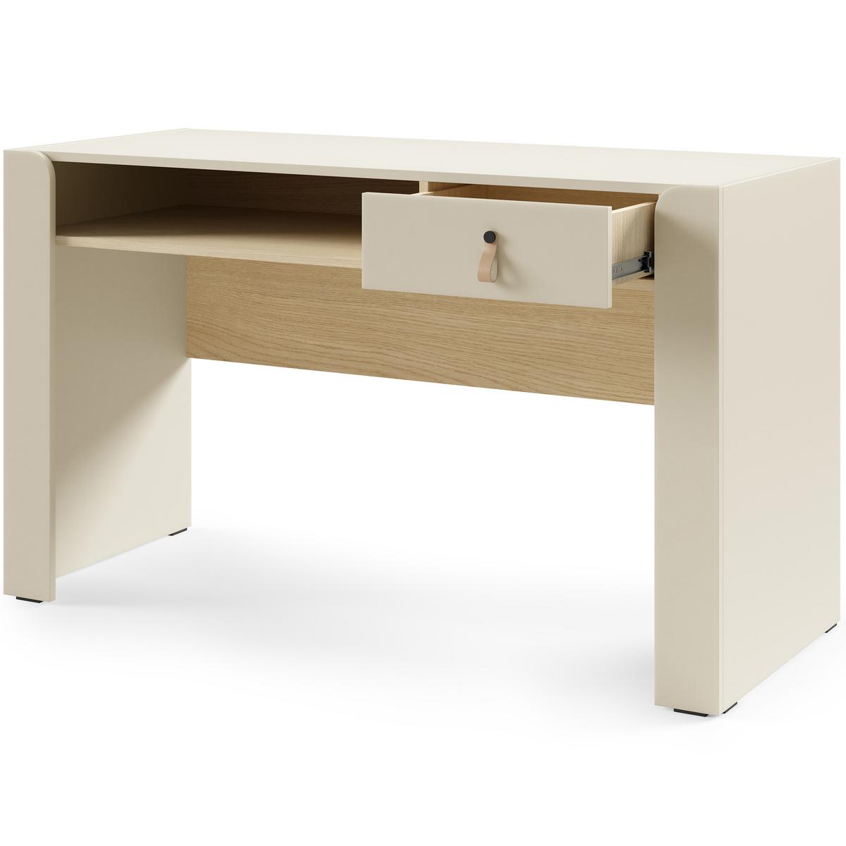 SCHREIBTISCH Sorella mit Schublade und offenem Regal, für Jugendzimmer, Macadamia + Eiche Mavelie - Eichefarben/Beige, Leder/Holzwerkstoff (52/120/76cm) - Beautysofa