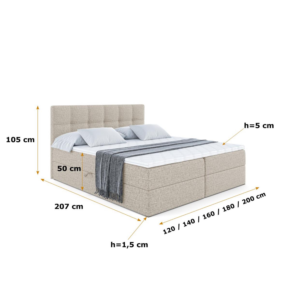 BOXBETT mit Matratze H4 und Lattenrost - MARCE - 140x200 - H4 - Beige - Beige, Holzwerkstoff (140/200cm) - ALTDECOR