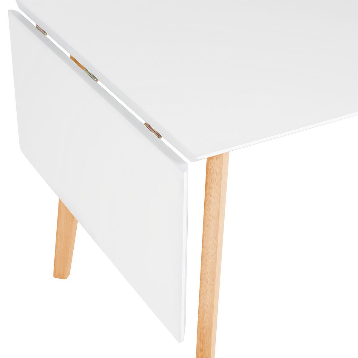 ESSTISCH 120-155/80/75 cm Weiß, Hellbraun Rechteckig Medio - Weiß, Holzwerkstoff (155/80/75cm) - Beliani