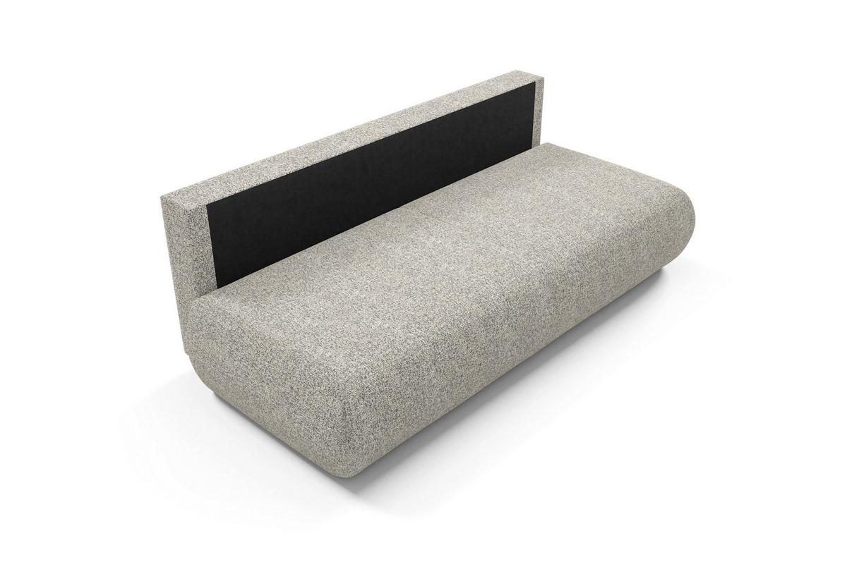 BETTSOFA DELTA Hellgrau Geflochtener Stoff mit Schlaffunktion - Hellgrau, Holz (214/74/100cm) - MASSENO
