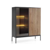 VITRINE Graphit, Wotan Eichefarben 104/126/39 cm Deo - Eiche Wotan/Schwarz, Glas/Naturmaterialien (104/126/39cm) - Graingold