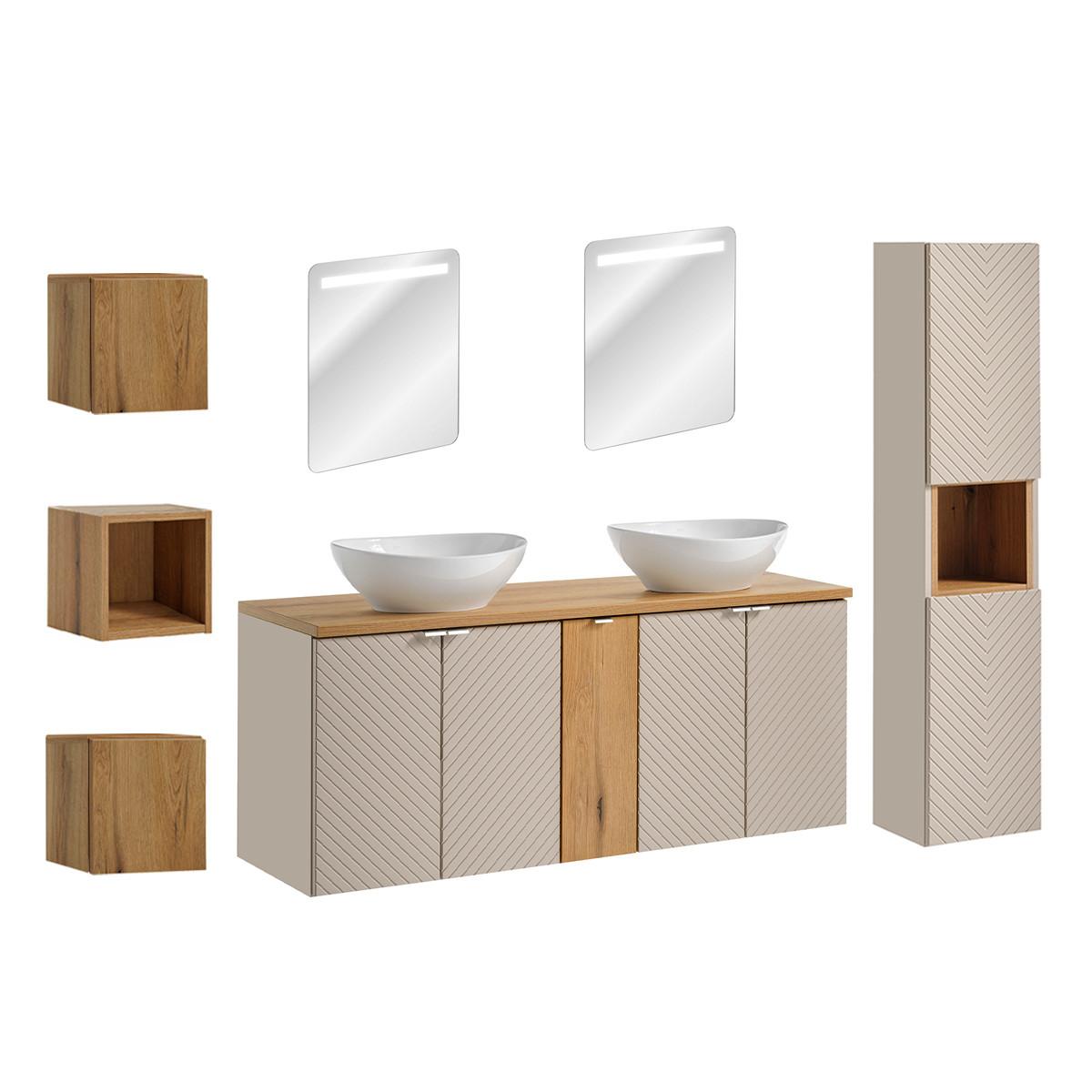 BADMÖBEL 140cm Manoa 2er-Set Kaschmir - Holz - Kaschmir, Holzwerkstoff (140/59/40cm) - Petits-meubles