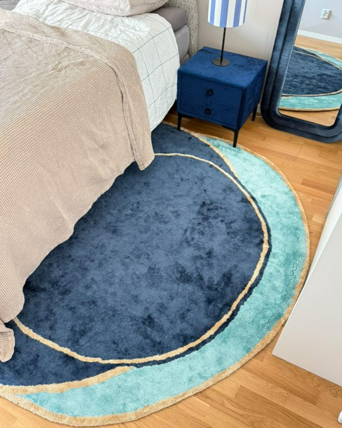 TEPPICH Marineblau 200/200 cm Viskose Kanrach - Hellblau, Textil (200/200cm) - Beliani