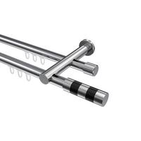GARDINENSTANGE INNENLAUF Platon Mavell 360 cm (geteilt in 2 x 180 cm), 2-läufig, 20 mm Ø Chrom - Chromfarben/Schwarz, Metall (360cm) - INTERDECO