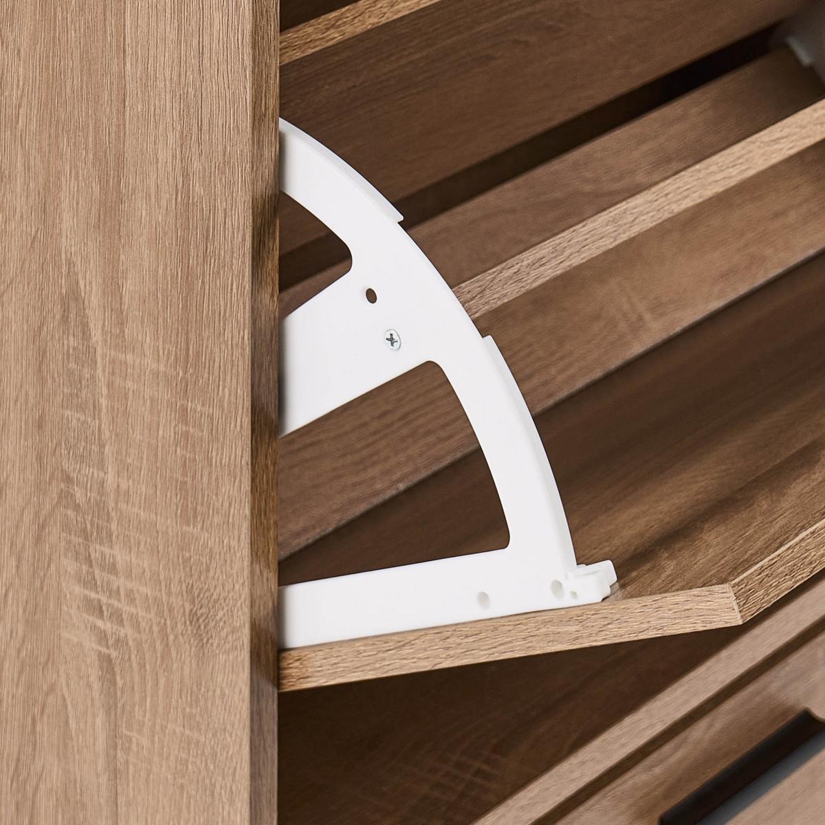 SCHUHSCHRANK Hellbraun Bowral - Hellbraun/Schwarz, Holzwerkstoff (60/150/24cm) - Beliani