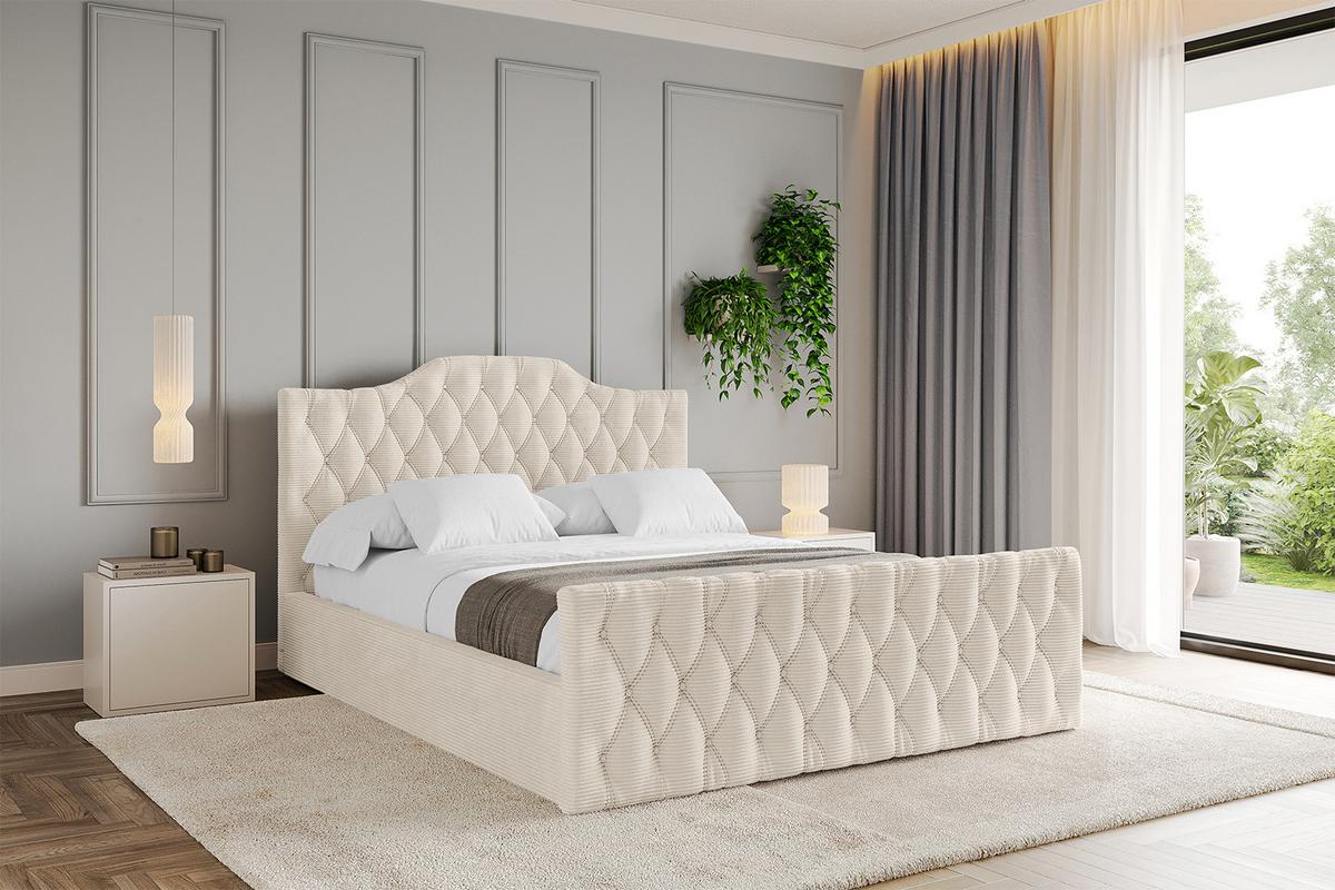 POLSTERBETT mit Bettkasten, Fußteil und Lattenrost, Boxbett mit Matratze H3/H4 - FALIO-Z 120x200 Beige - Creme, Holzwerkstoff/Textil (120/200cm) - ALTDECOR