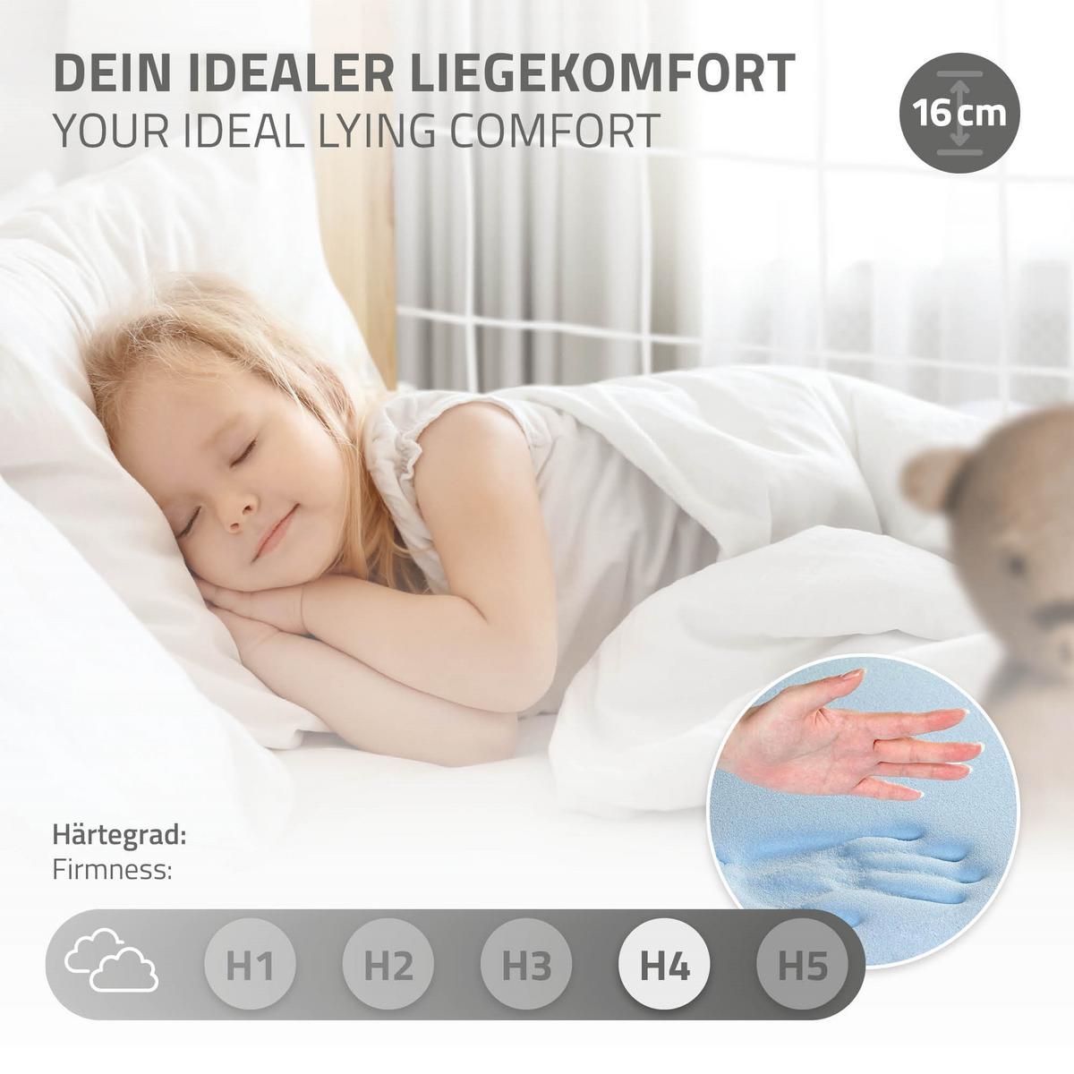 KINDERBETT Fußballtor 70x140 cm mit Matratze H:16 cm Natur Kiefernholz - Naturfarben, Holz (90/200cm) - ML-DESIGN